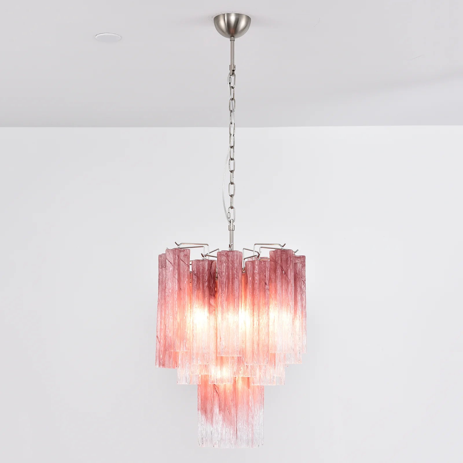 Gradient Red Murano Glass Tube Chandelier