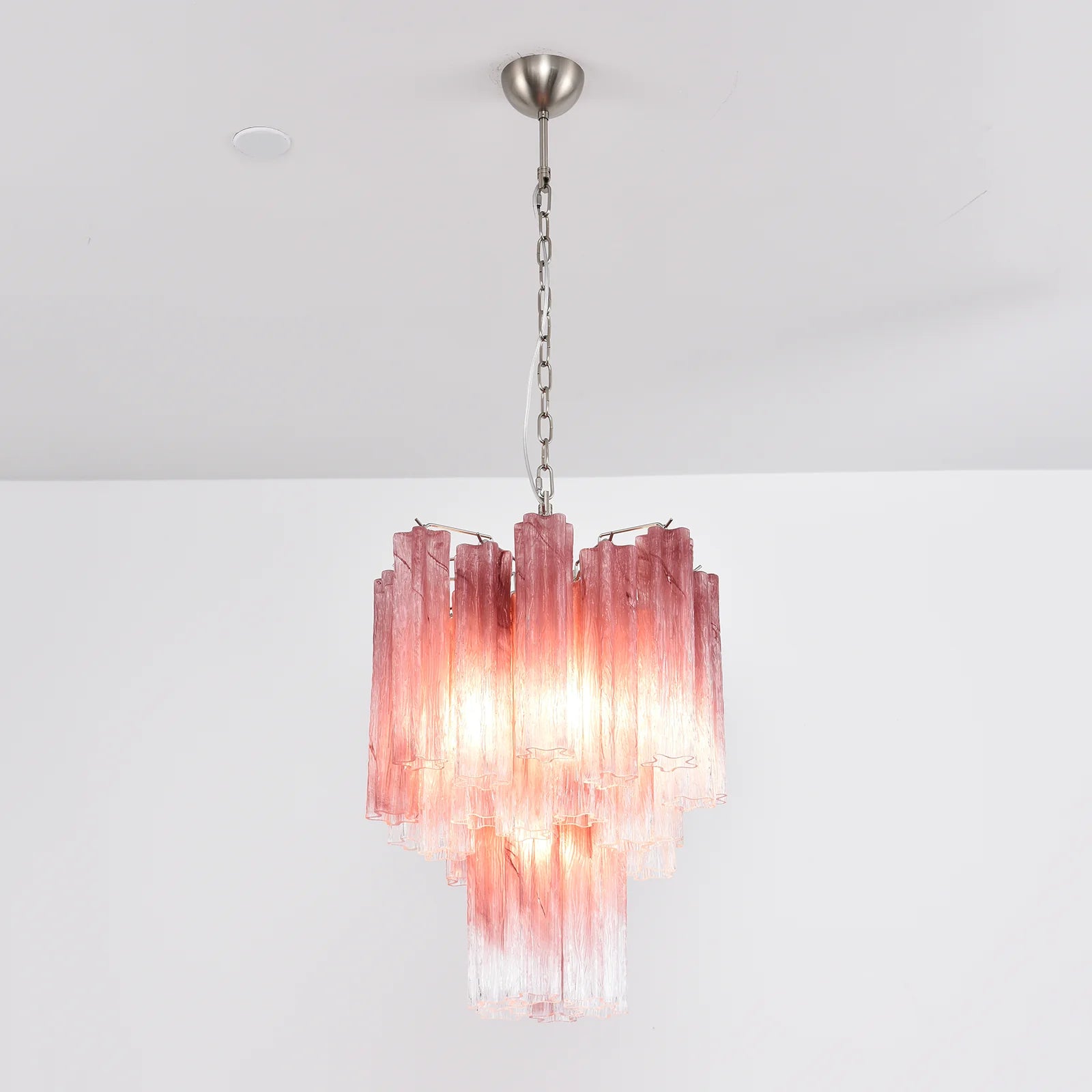 Gradient Red Murano Glass Tube Chandelier