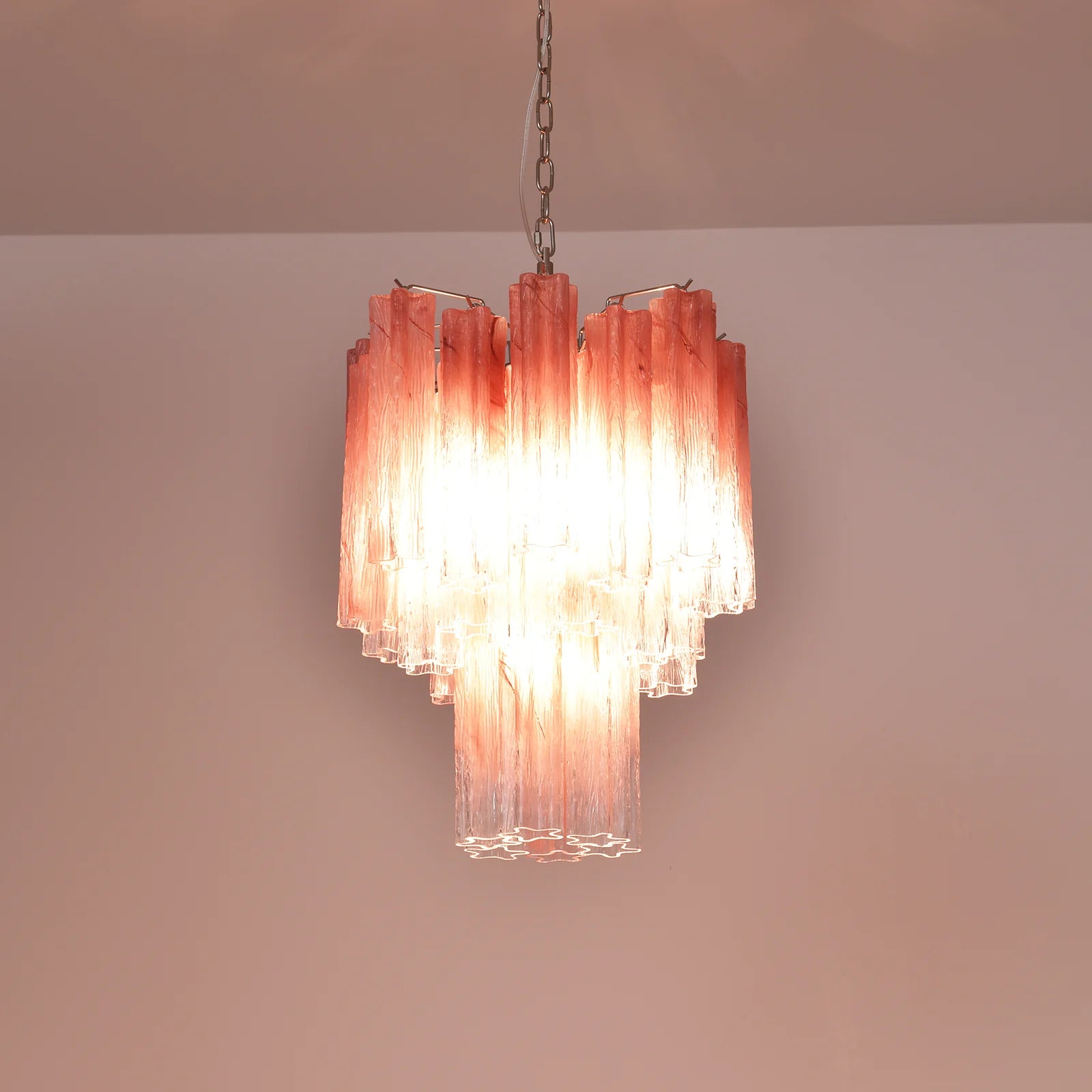 Gradient Red Murano Glass Tube Chandelier