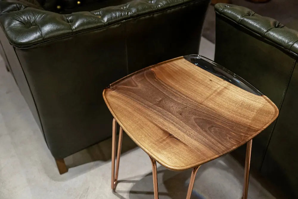 Ivory Rectangular Walnut & Resin Side Table