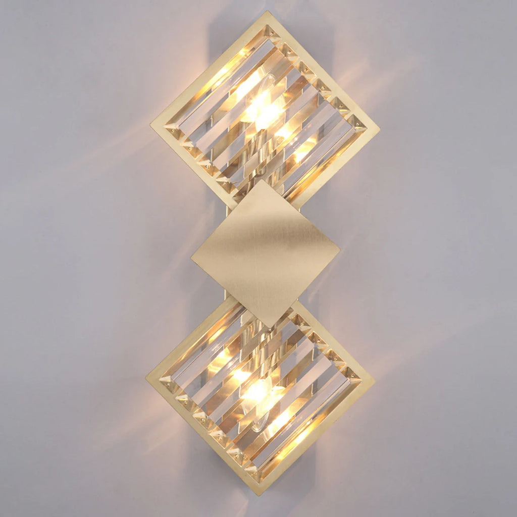 Rhombus Gold Crystal Wall Light