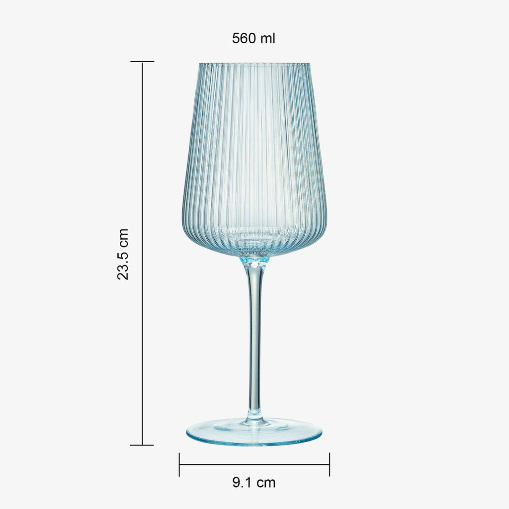 Monet Ribbed Stemmed Wine Glassware, Set of 6
