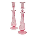 Rose Garden Spotted Glass Candle Holders - Pair