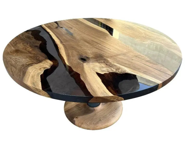Round Walnut & Epoxy Dining Table