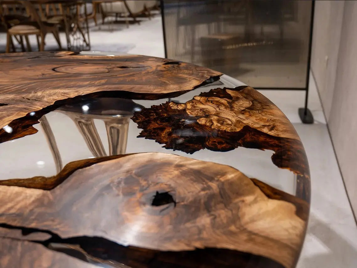 Sculptural Round Walnut Dining Table