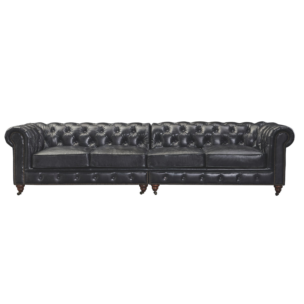 Century Chesterfield Sofa - Slate Leather - 118"