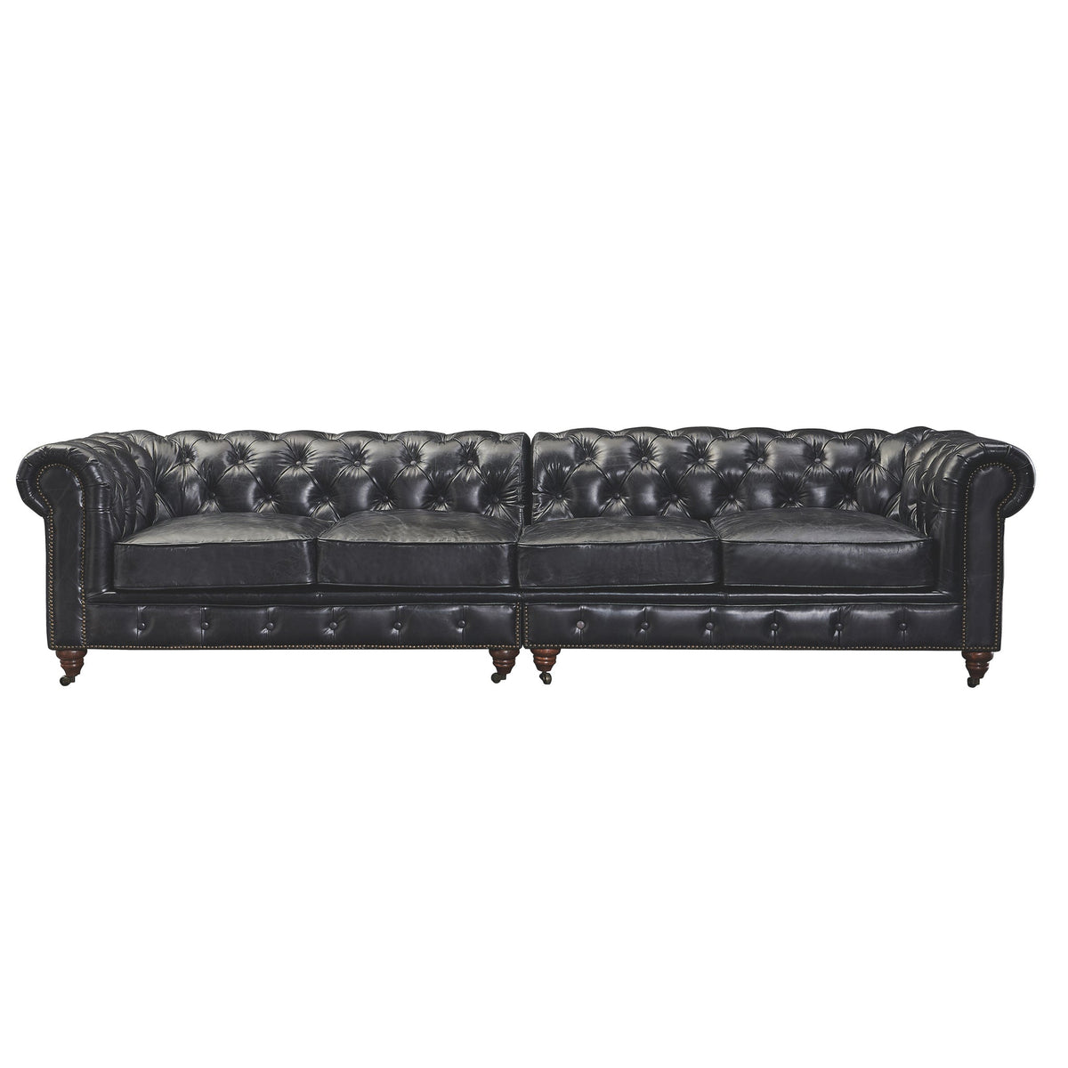 Century Chesterfield Sofa - Slate Leather - 118"