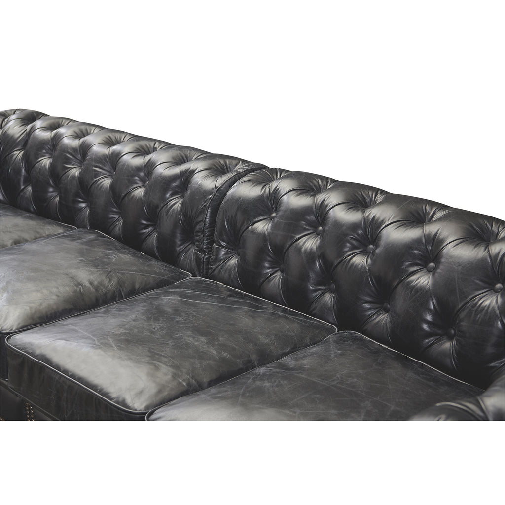 Century Chesterfield Sofa - Slate Leather - 118"