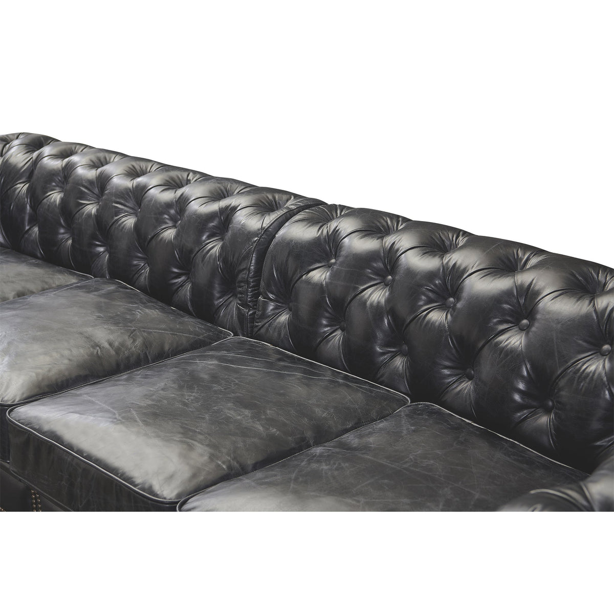 Century Chesterfield Sofa - Slate Leather - 118"