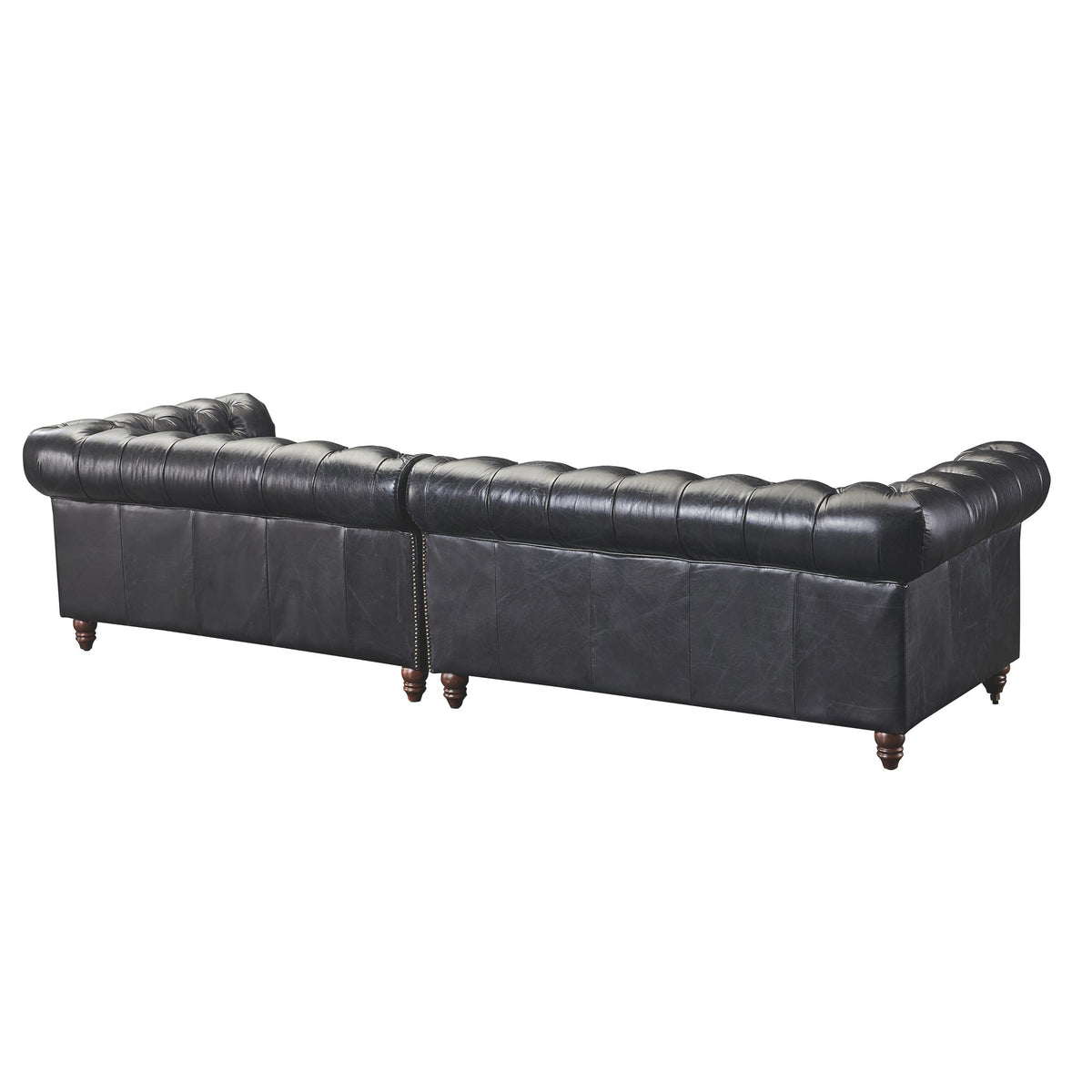 Century Chesterfield Sofa - Slate Leather - 118"