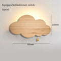 Wood grain cloud wall lamp with dimmer switch LED Wall light Children Room Nursery Room Bedroom Bedside Wall Lights