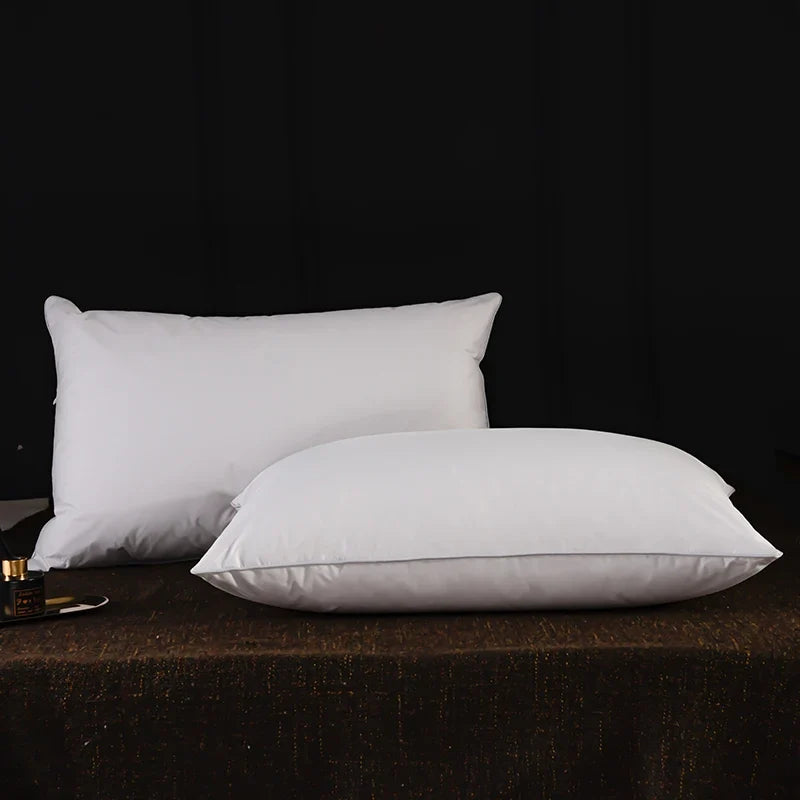 2pcs White Goose Down Feather Pillow for Sleeping Soft Bed Pillow with 100% Cotton Shell Standard Queen Size Back, Side Sleeper
