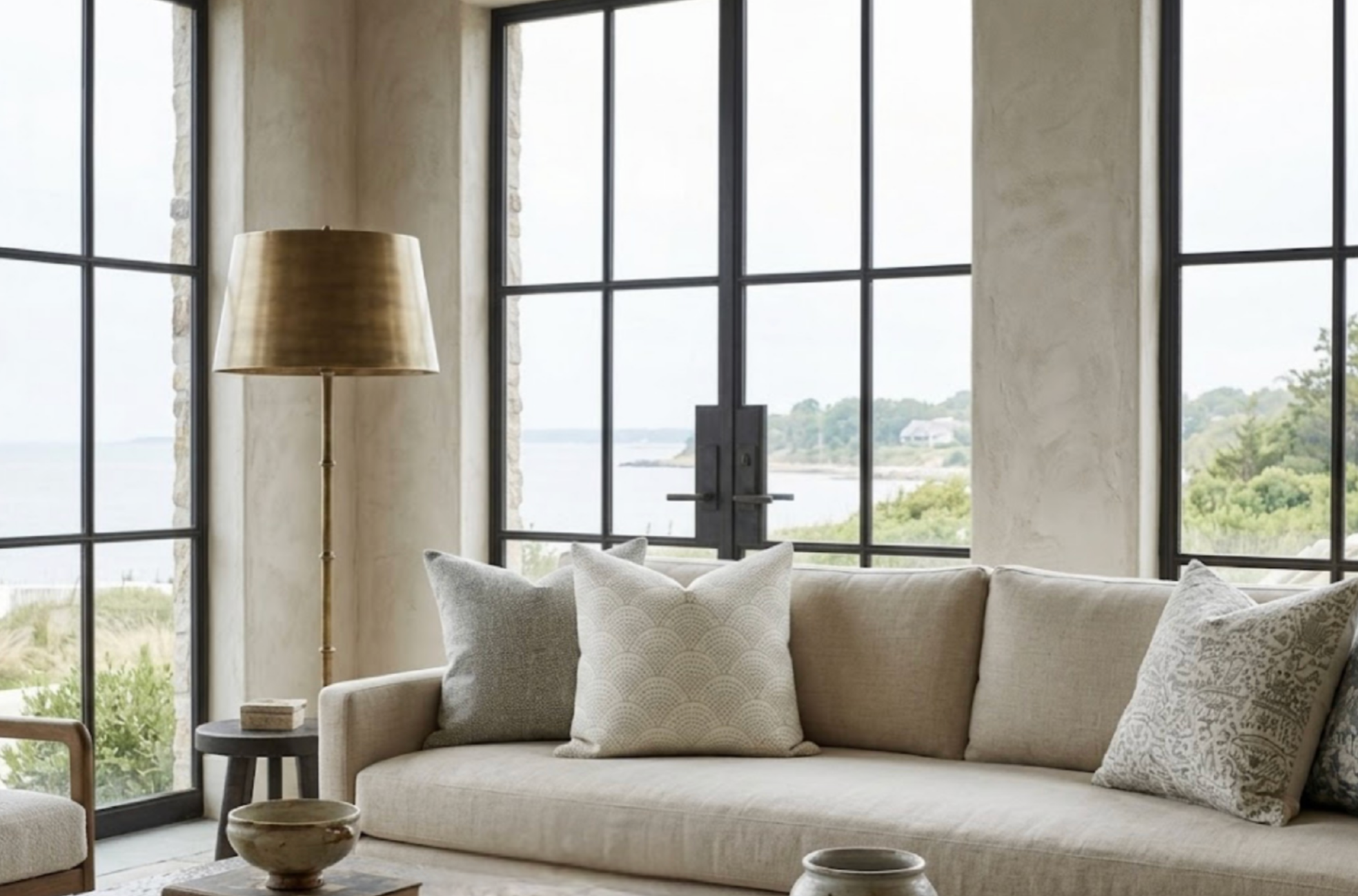 Scalloped Woven Pillow Cover in Natural
