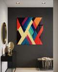 Cream X Stripe Bold Geometric Glass Wall Art