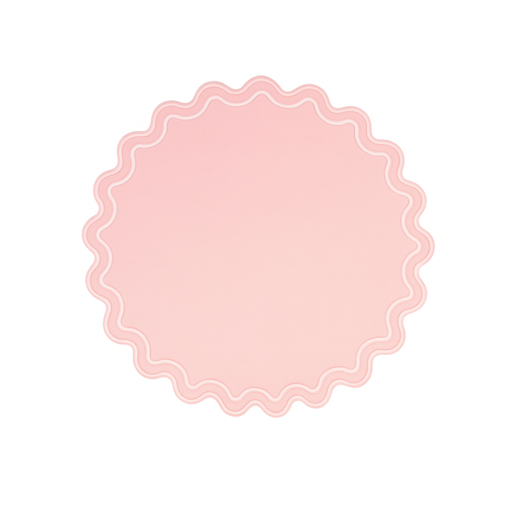 SOLACE PINK SCALLOPED FAUX LEATHER PLACEMAT (Set Of 4)