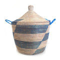 Low Storage Hamper Basket - Blue Stripe Design