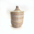 Striped White + Ivory Medium Basket
