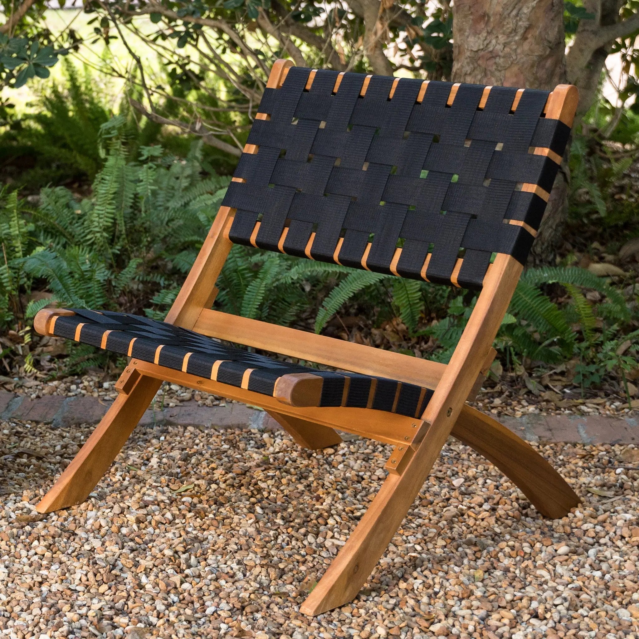 Sava Indoor-Outdoor Folding Chair in Black Webbing
