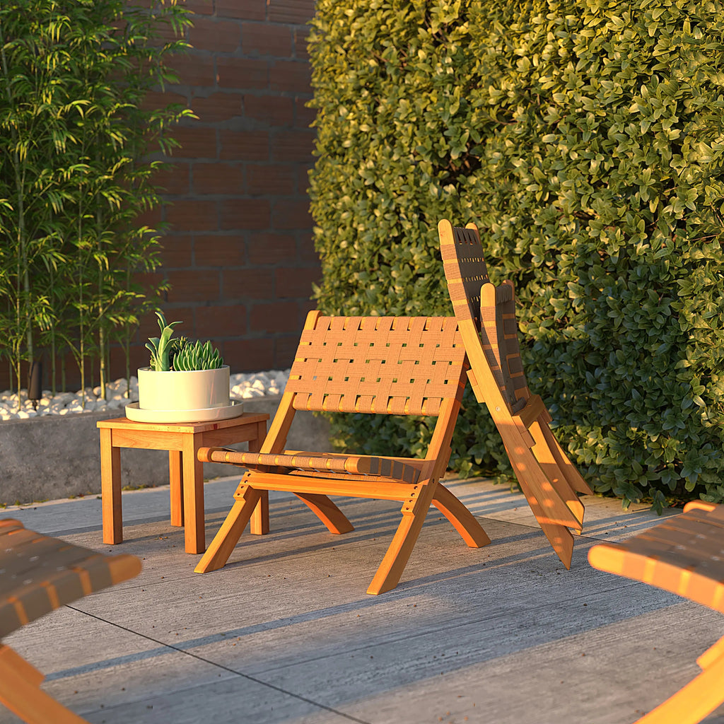 Sava Indoor-Outdoor Folding Chair in Brown Webbing