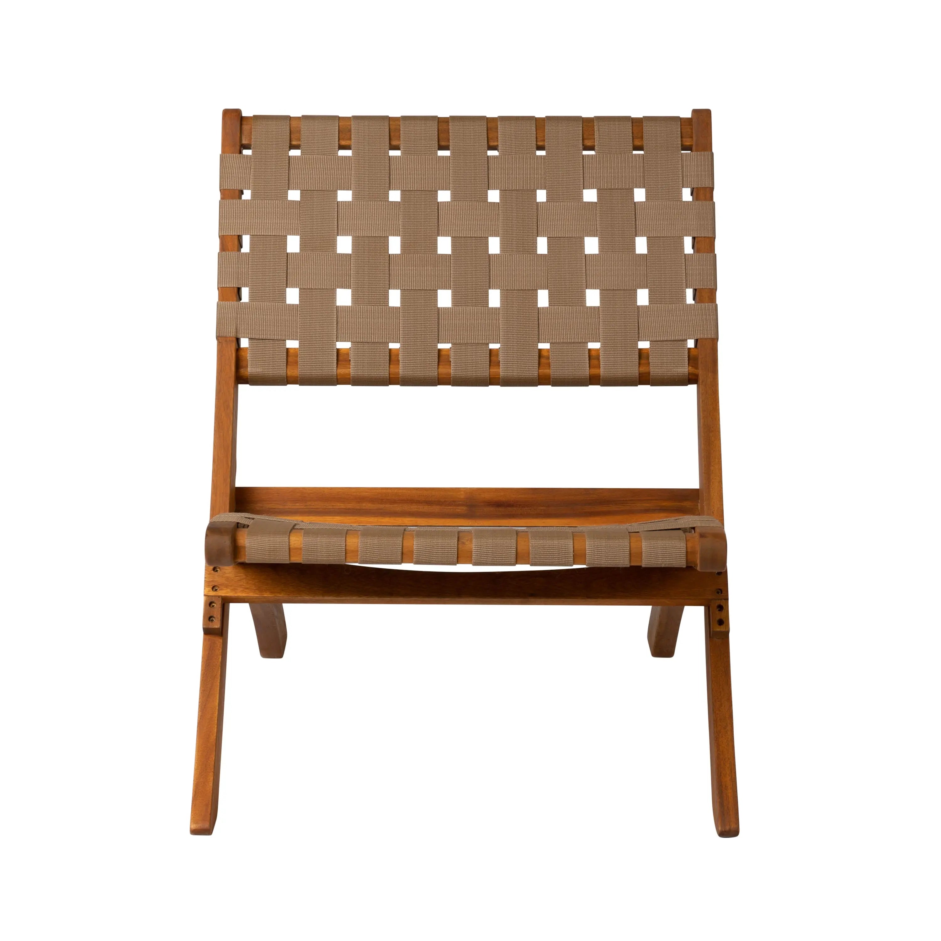 Sava Indoor-Outdoor Folding Chair in Brown Webbing