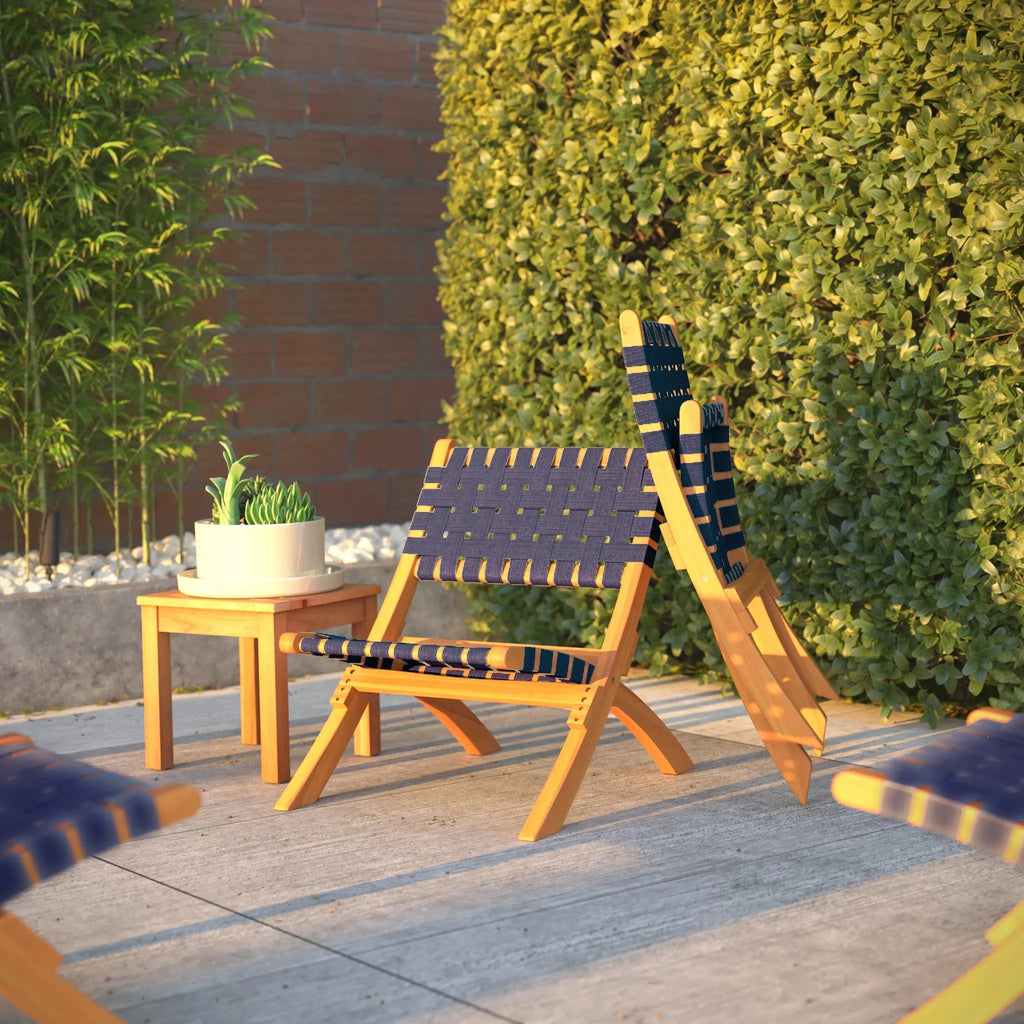 Sava Folding Outdoor Chair, Navy Blue