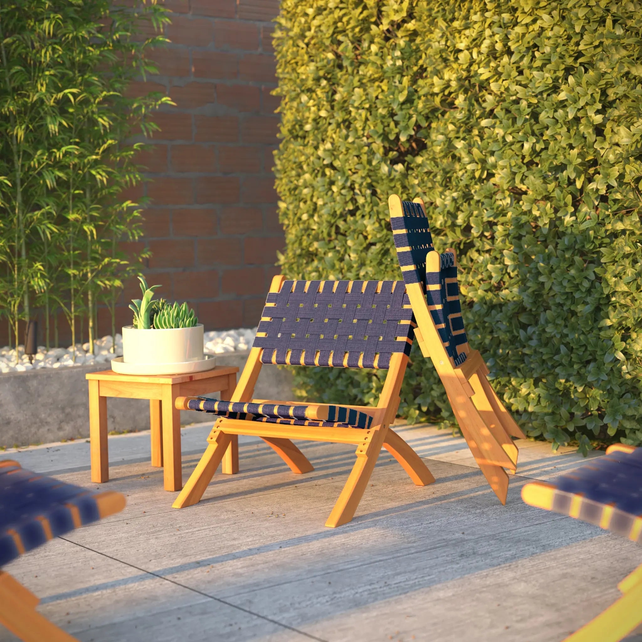 Sava Folding Outdoor Chair, Navy Blue
