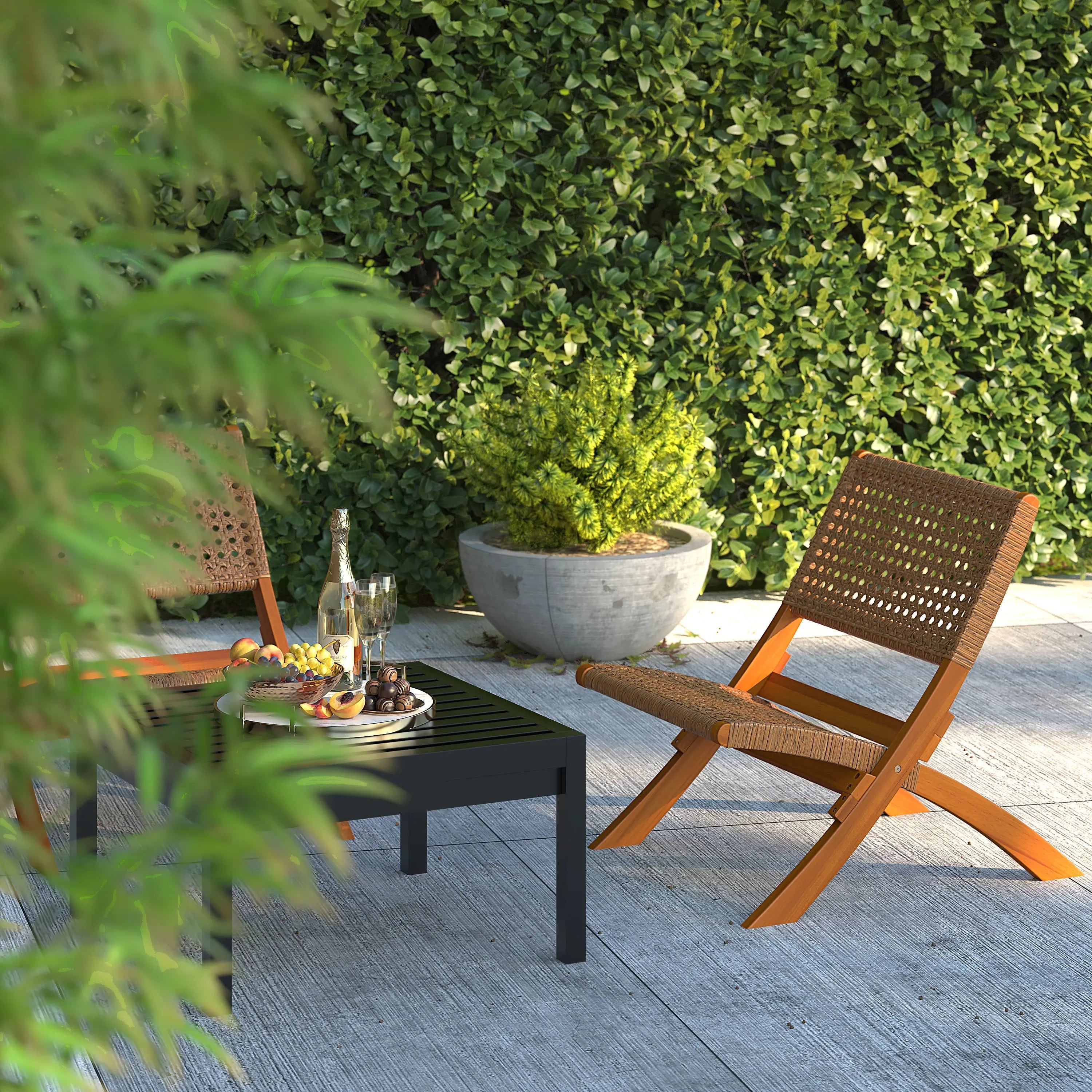 Sava Outdoor Folding Chair with All Weather Wicker Weave