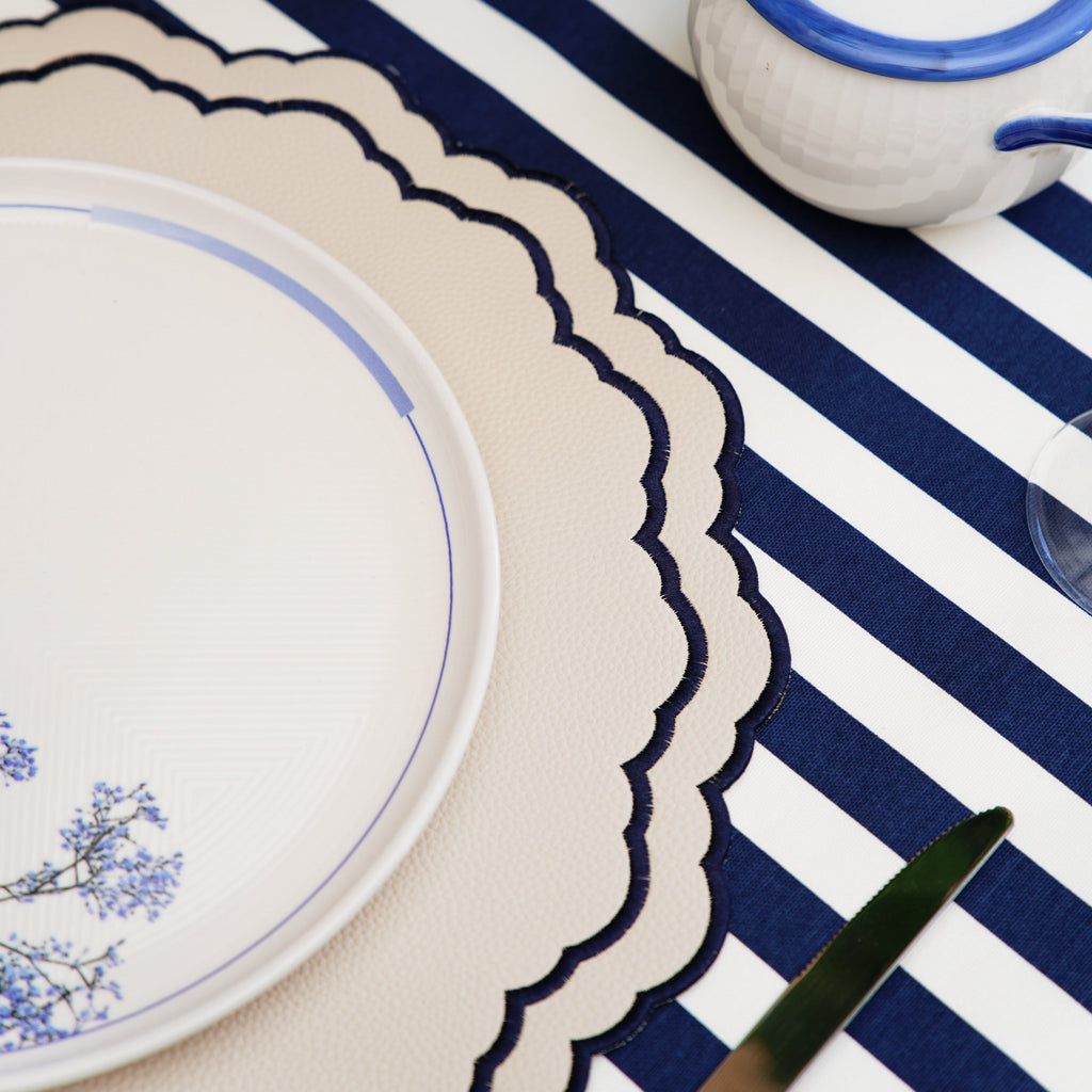 SCARLET WHITE & NAVY BLUE FAUX LEATHER PLACEMAT (Set Of 4)