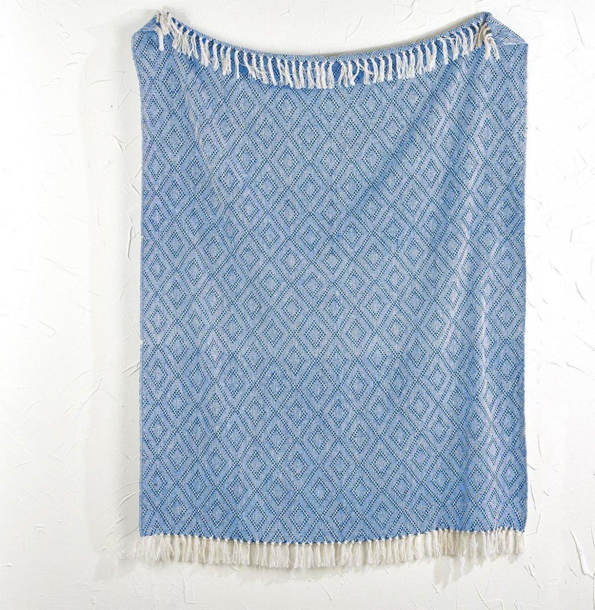 Blue Diamond Tassel Throw