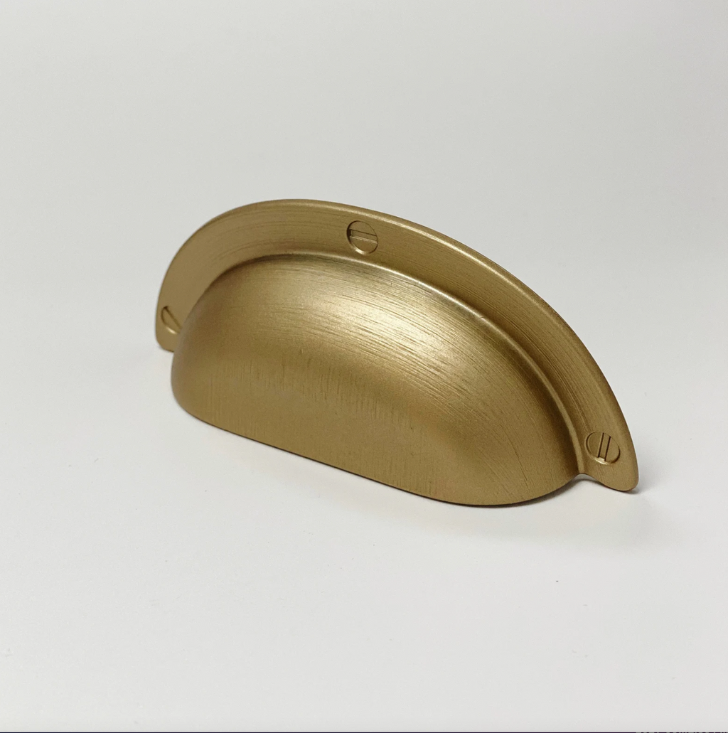 Capri Brushed Gold Cup Drawer Pull, Ring Pull or Round Cabinet Knob