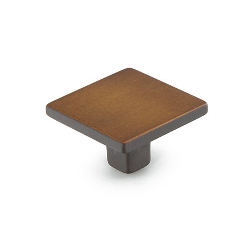 Distressed Bronze Drawer Pulls "Armand" Square Knobs and Curved Handles