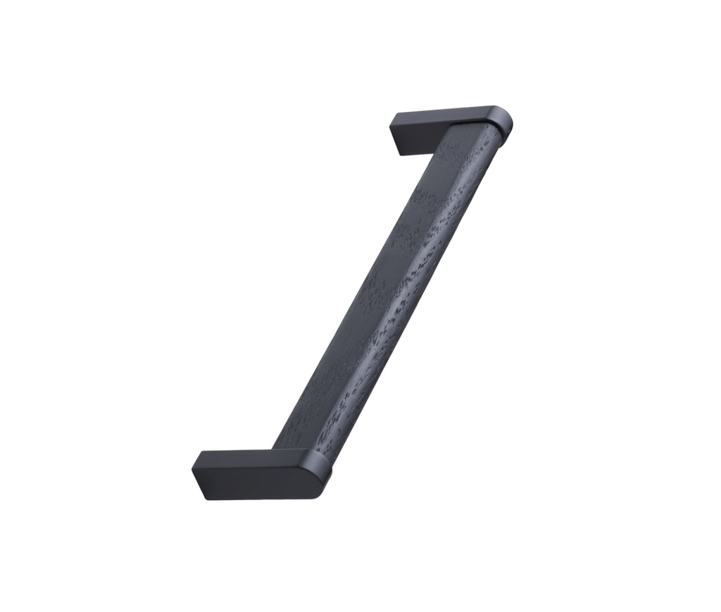 Black Wood and Metal "Crossing" Cabinet Knob and Drawer Handles