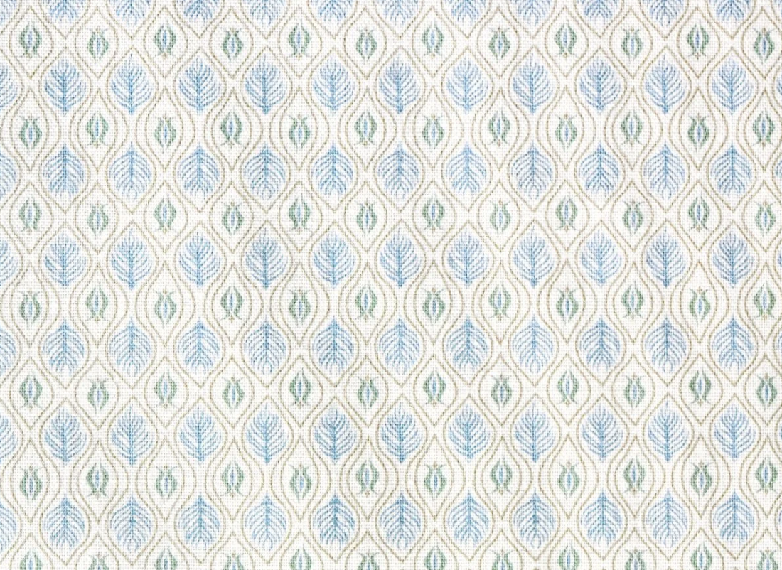 Edward Floral Pillow Cover in Blue and Green, Merika Meyer Textiles