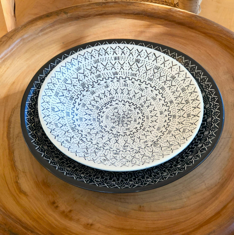Mud Cloth Natural Platter - 10"