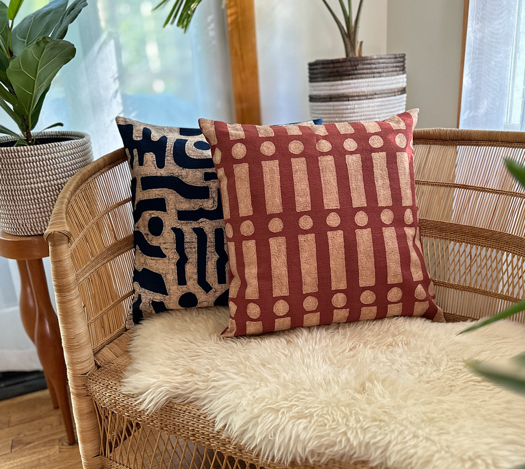 Terracotta Lines + Dots Pillow Cover
