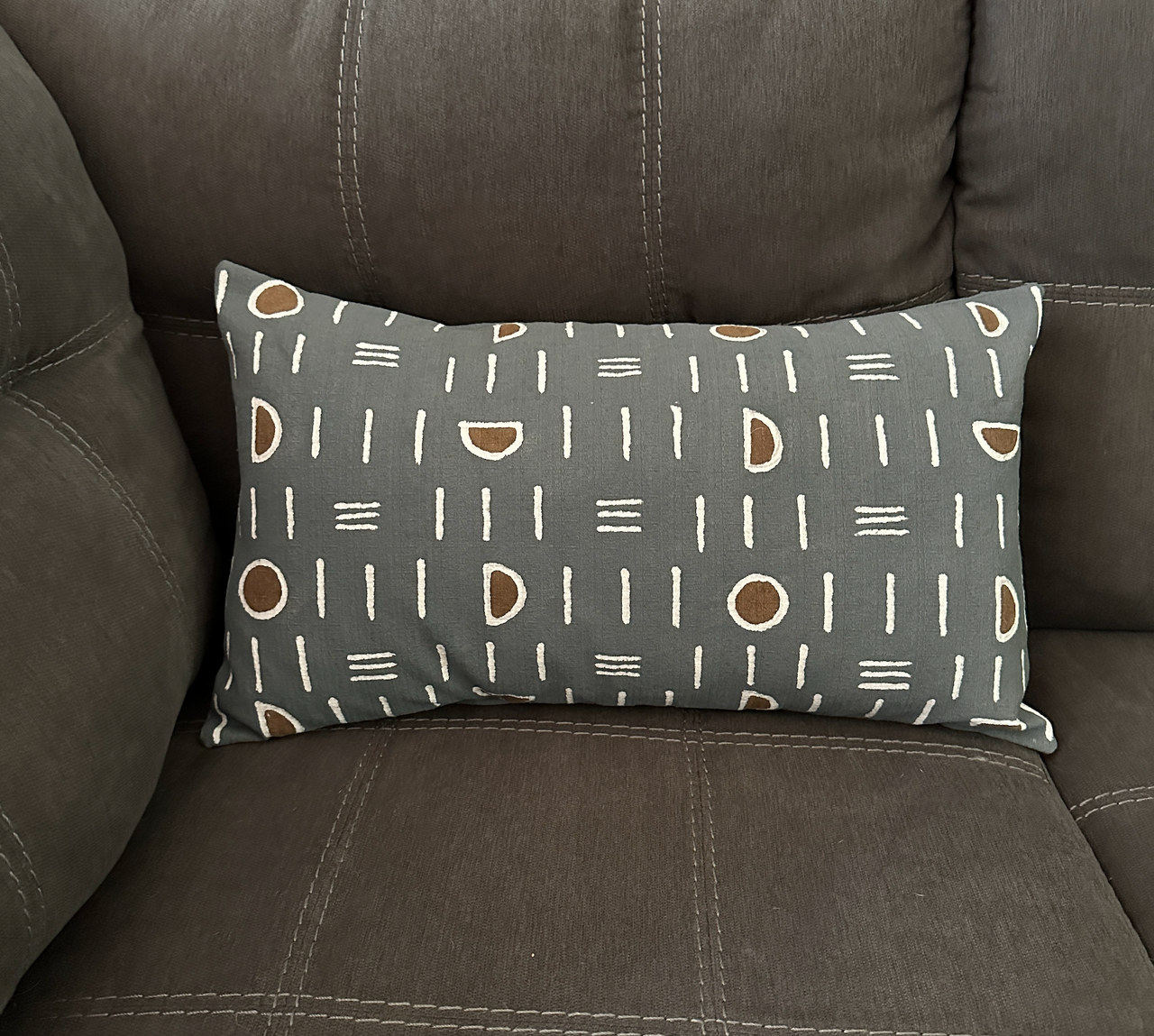 Dark Gray Mudcloth Lumbar Pillow Cover
