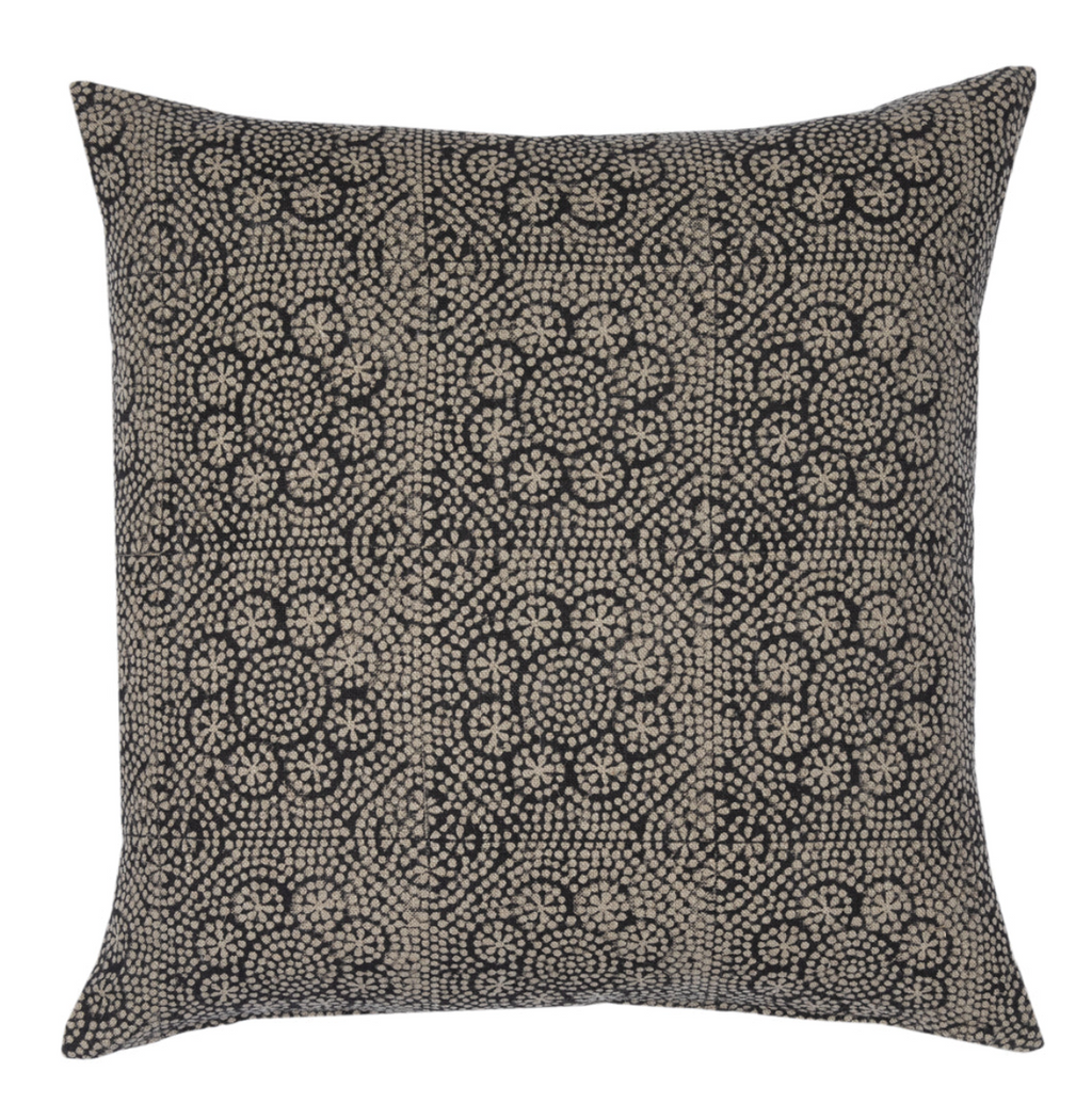 Floral Pillow Cover in Noir