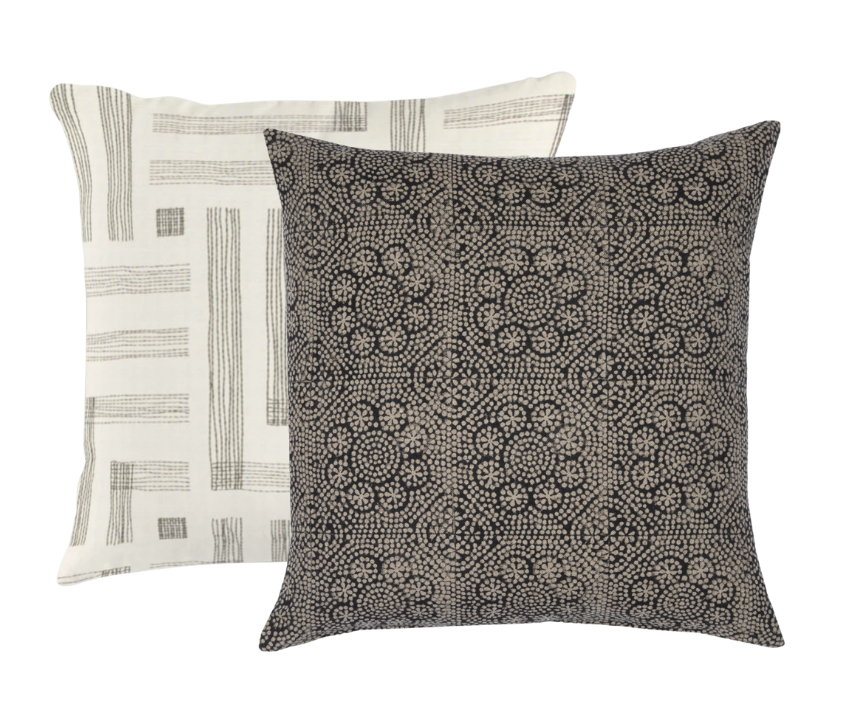 Floral Pillow Cover in Noir