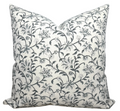 Vine Floral Print Pillow Cover in Indigo on Natural