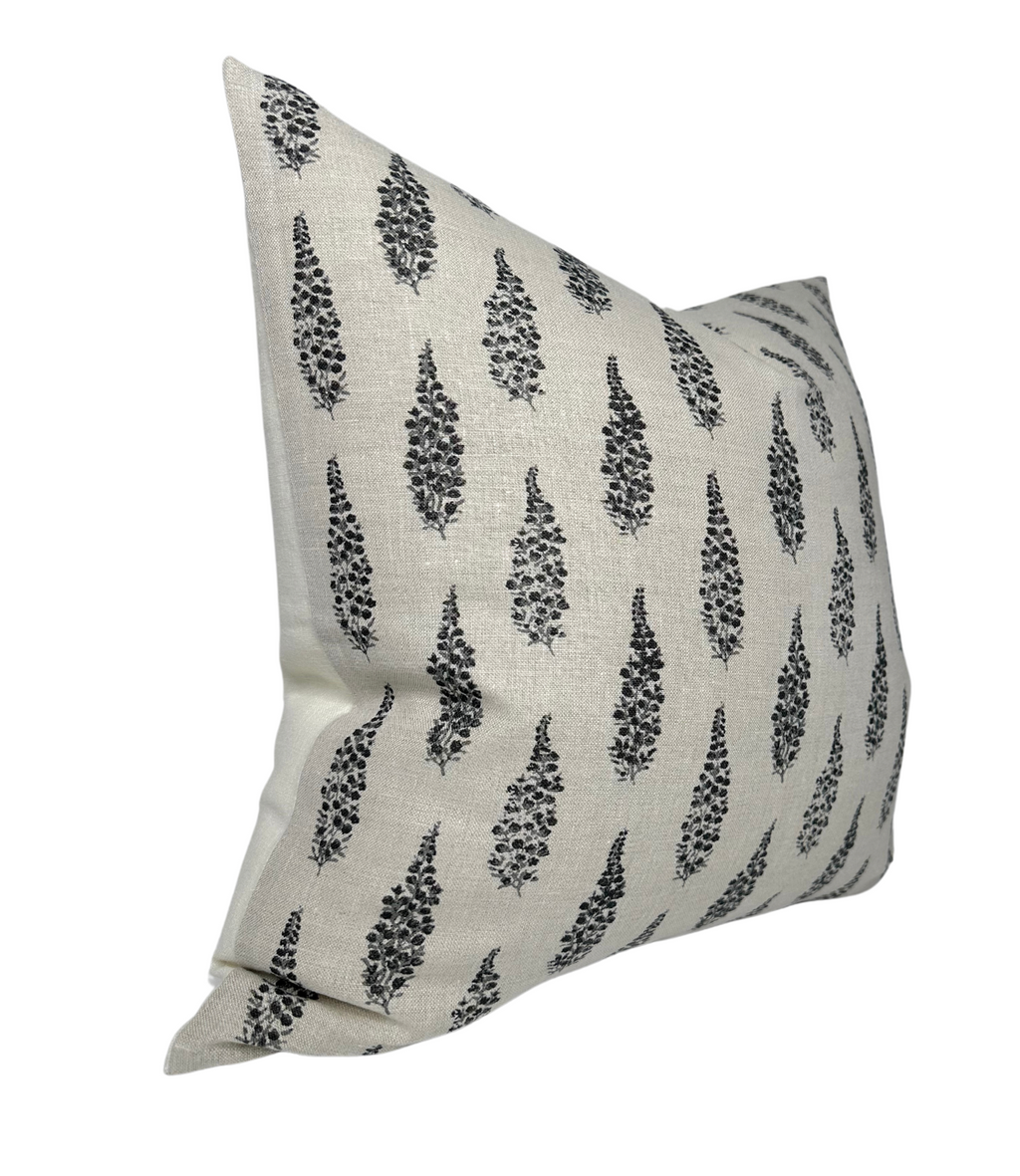 Hollyhock Pillow Cover in Jet, McLaurin + Piercy Textiles