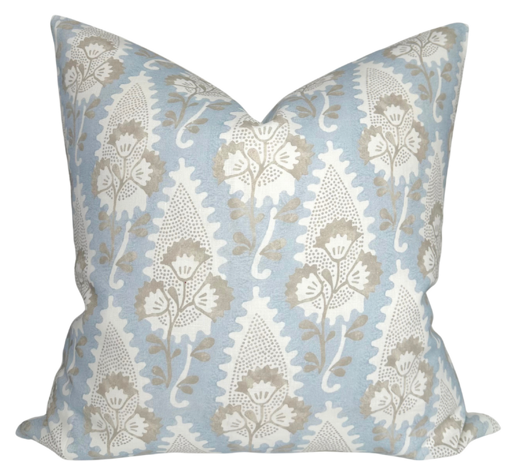 Cornwall Floral Pillow Cover in Spa Blue, Thibaut Pillows