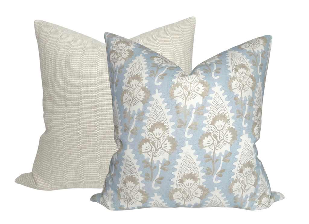 Cornwall Floral Pillow Cover in Spa Blue, Thibaut Pillows