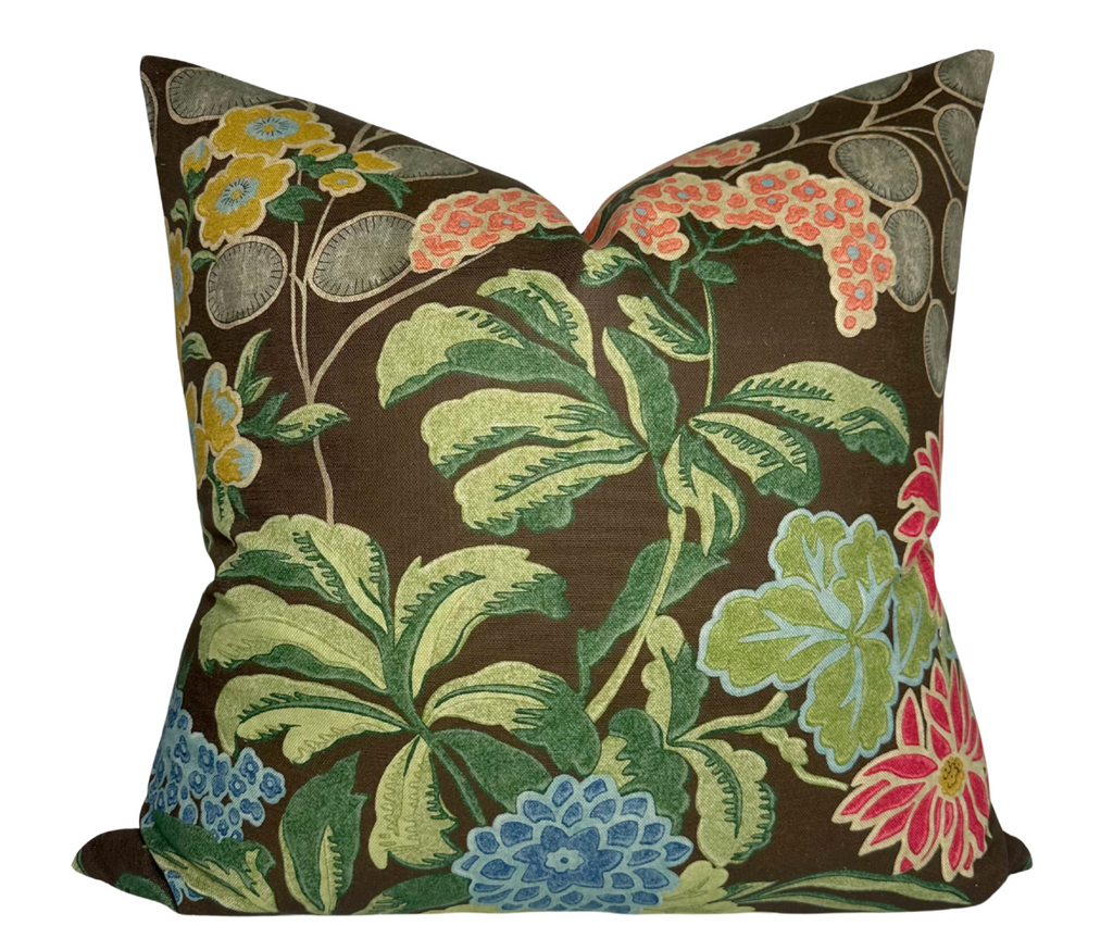 Meadow Floral Pillow Cover in Brown, Thibaut Pillows