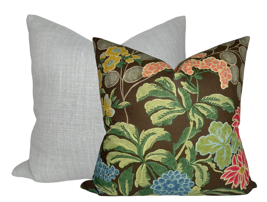 Meadow Floral Pillow Cover in Brown, Thibaut Pillows
