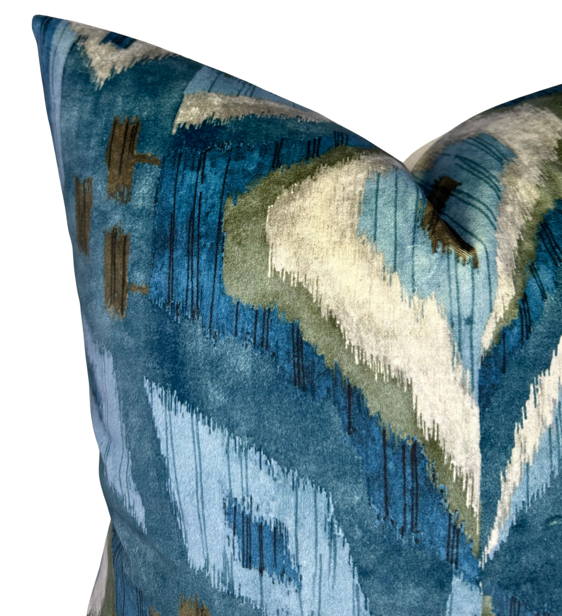 Artesian Velvet Pillow Cover in Mineral Blue, Thibaut Pillows
