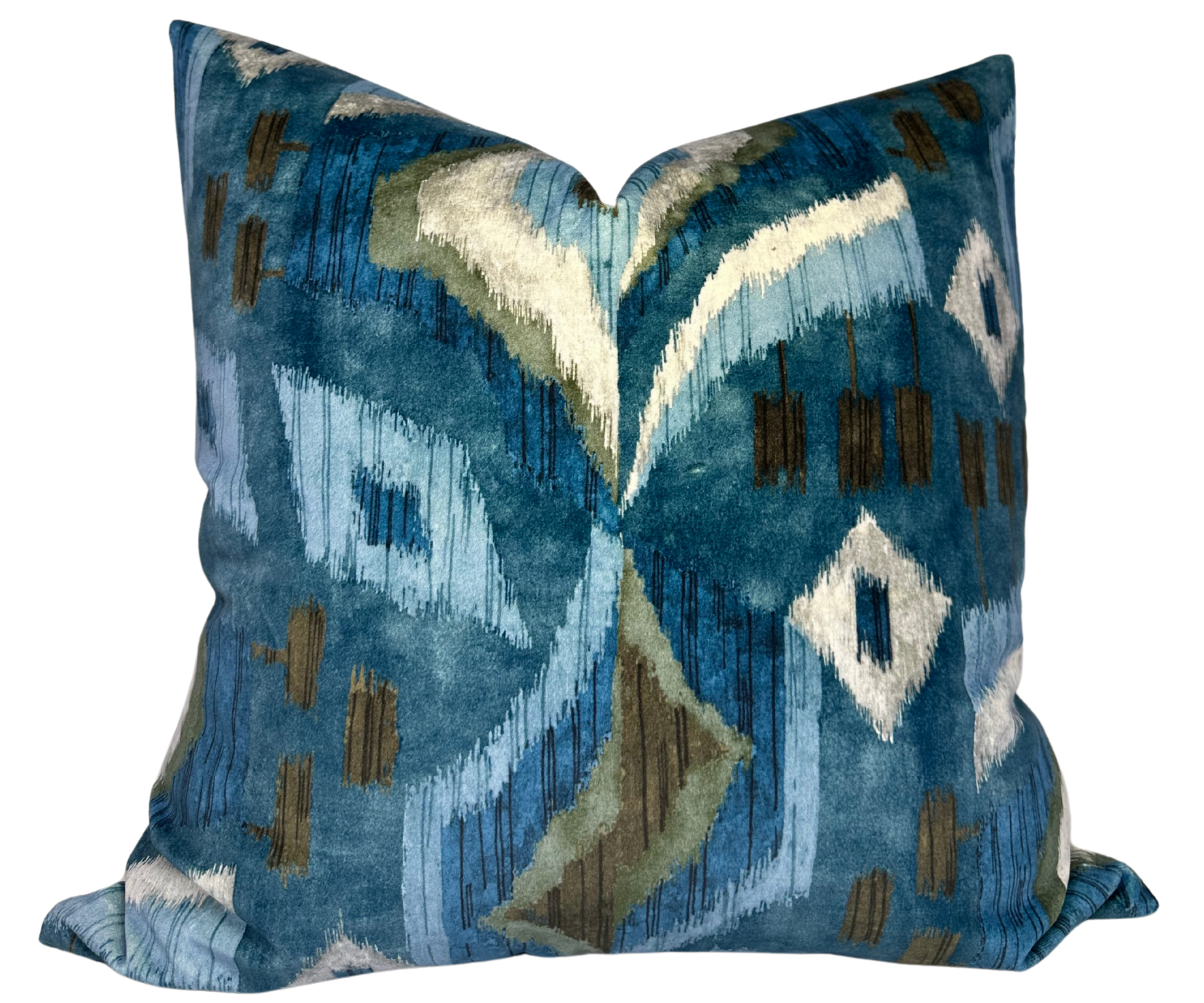 Artesian Velvet Pillow Cover in Mineral Blue, Thibaut Pillows