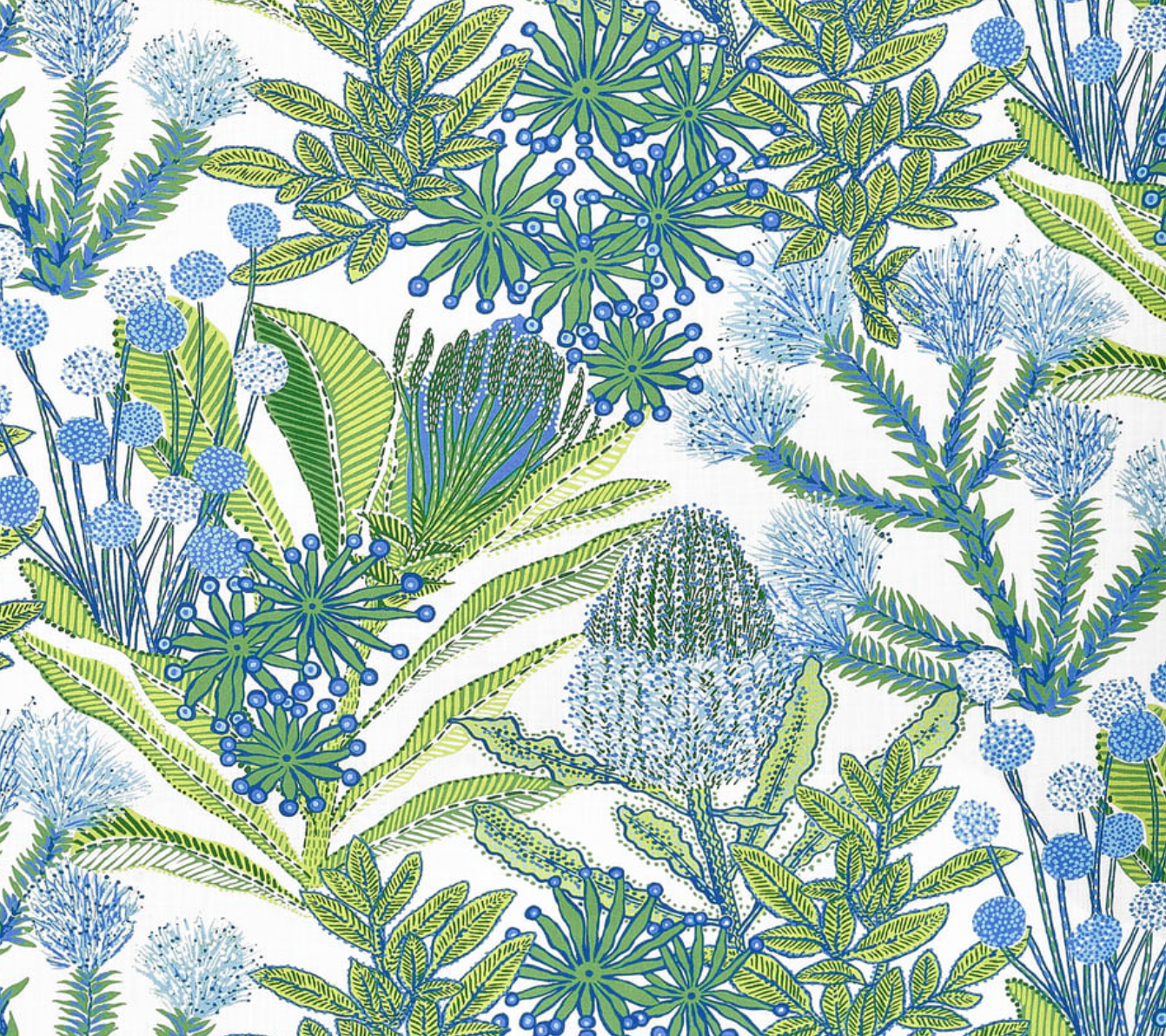 Protea Performance Pillow Cover in Blue + Green, Thibaut Pillows