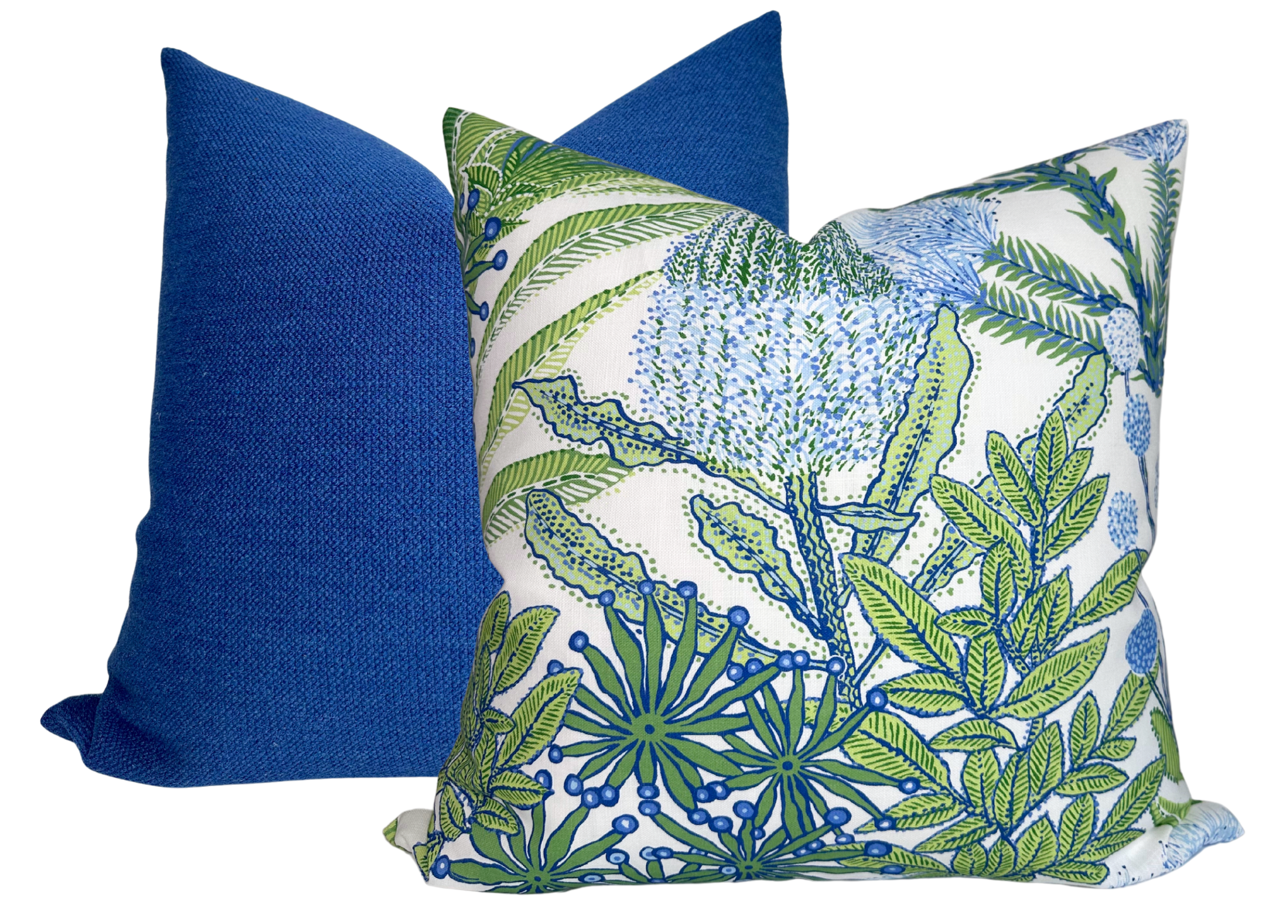 Protea Performance Pillow Cover in Blue + Green, Thibaut Pillows