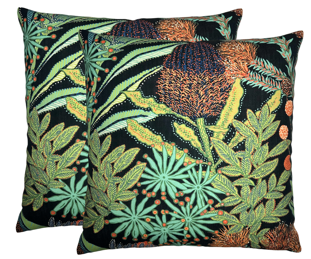 Protea Performance Pillow Cover in Black, Thibaut Pillows