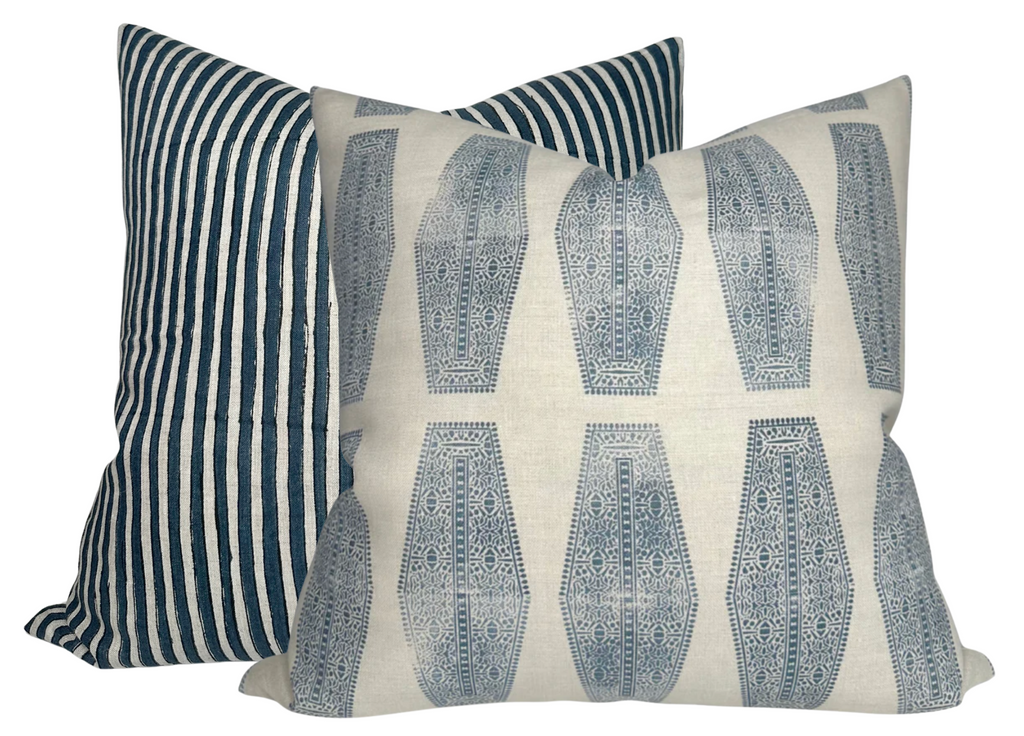Ticking Pillow Cover in Indian Teal, Walter G Textiles
